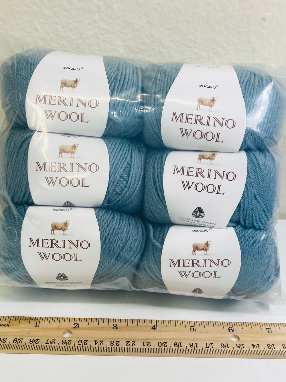 6 NWT ~300g total Mengchu 6 Skeins 100% Merino Wool Yarn color: Soft Teal